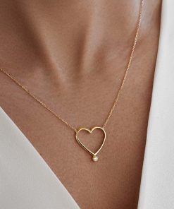 گردنبند قلب مفتولی و نگین