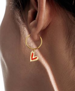 آویز قلب مینا-گوشواره حلقه ای