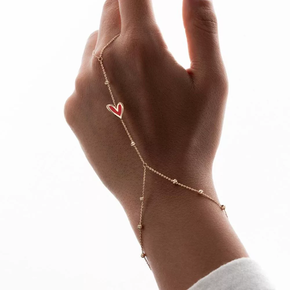 دستبند عربی گوی و قلب مینا