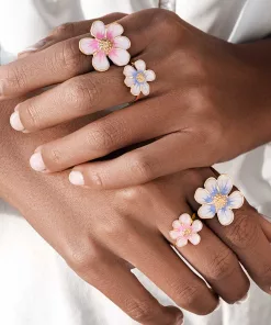 انگشتر گل یاس مینا بزرگ و اسمال