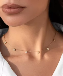 گردنبند قلب ریز نگینی