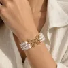 دستبند سه لاین مروارید پروانه